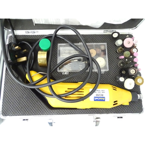 394 - A cased soldering iron tool set, together with a cased rotary sanding / polishing / engraving tool s... 