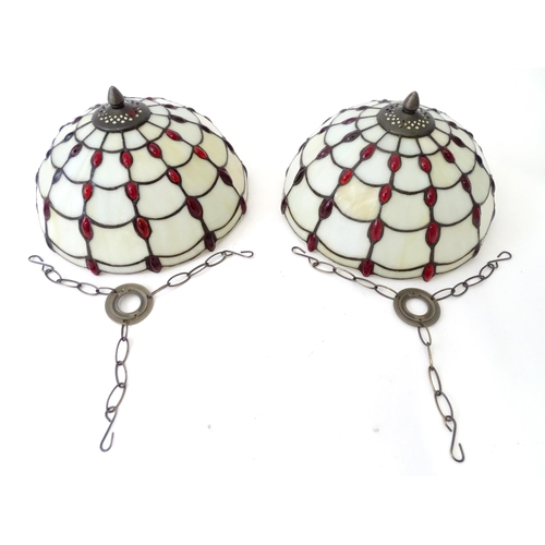 404 - Two Tiffany style pendant ceiling light shades. Each approx 13 3/8