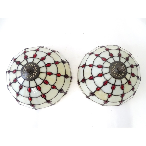 404 - Two Tiffany style pendant ceiling light shades. Each approx 13 3/8