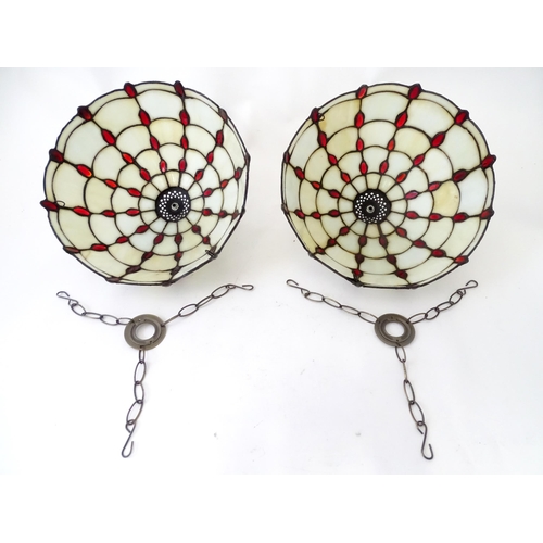 404 - Two Tiffany style pendant ceiling light shades. Each approx 13 3/8