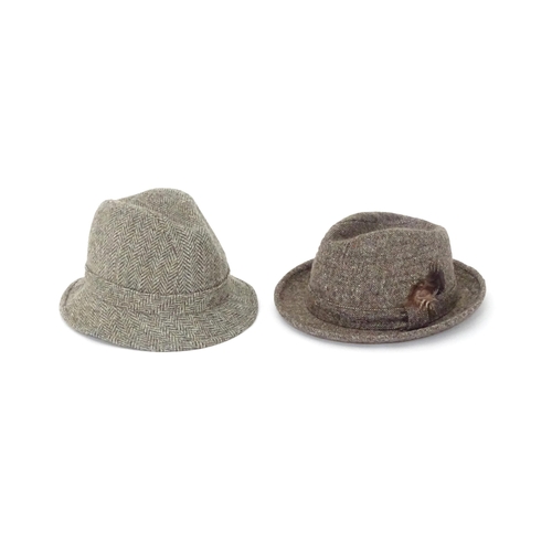 436 - A Harris Tweed drop brim / bucket 'grouse' hat by Edinburgh Woolen Mill 'EWM Classics', size XL (app... 