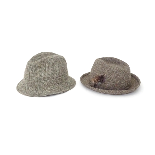 436 - A Harris Tweed drop brim / bucket 'grouse' hat by Edinburgh Woolen Mill 'EWM Classics', size XL (app... 