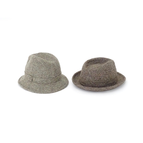 436 - A Harris Tweed drop brim / bucket 'grouse' hat by Edinburgh Woolen Mill 'EWM Classics', size XL (app... 