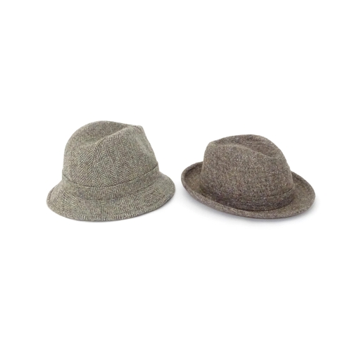 436 - A Harris Tweed drop brim / bucket 'grouse' hat by Edinburgh Woolen Mill 'EWM Classics', size XL (app... 