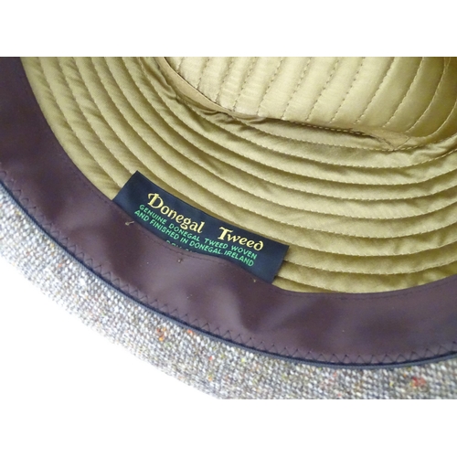 436 - A Harris Tweed drop brim / bucket 'grouse' hat by Edinburgh Woolen Mill 'EWM Classics', size XL (app... 