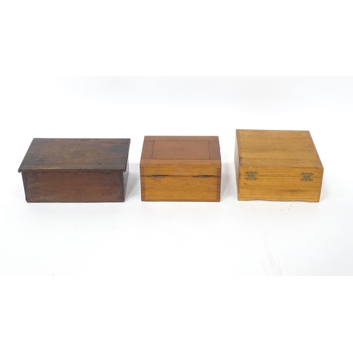 456 - Three boxes, comprising a Victorian oak box, a mahogany instrument case and a trinket box with cushi... 