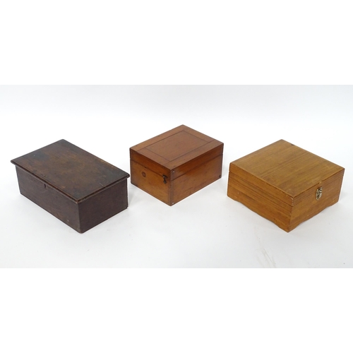 456 - Three boxes, comprising a Victorian oak box, a mahogany instrument case and a trinket box with cushi... 