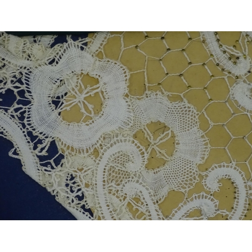 469 - Lace Making Interest: Four lace makers pillows with various 20thC lace bobbins to include turned woo... 