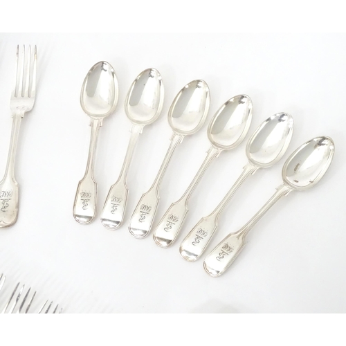 513 - A quantity of assorted silver plate flatware / cutlery by Elkington & Co. Together with a silver nap... 