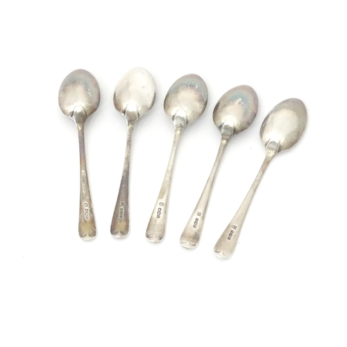 525 - A set of five silver teaspoons hallmarked Sheffield 1945, maker Cooper Brothers & Sons. Each approx ... 