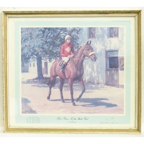 111 - After Neil Cawthorne, Colour print, Red Rum - In the Stable Yard. Signed in pencil by Brian Fletcher... 