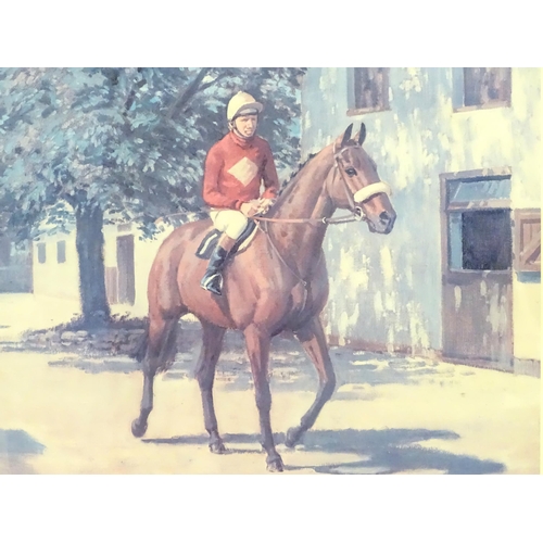 111 - After Neil Cawthorne, Colour print, Red Rum - In the Stable Yard. Signed in pencil by Brian Fletcher... 