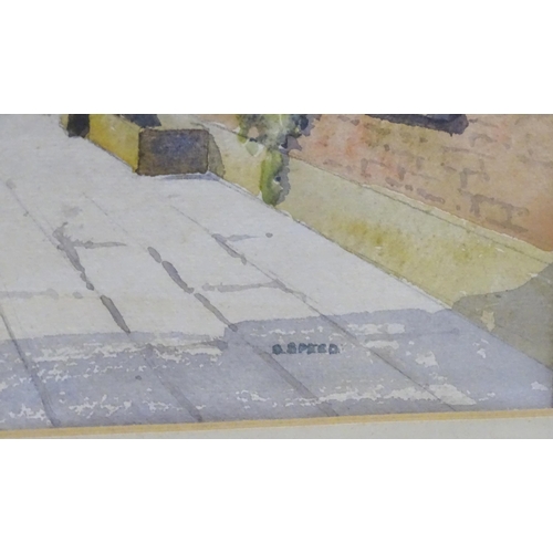 114 - A quantity of 20thC paintings comprising watercolour titled Lincoln Eastgate by C Speed, mixed media... 