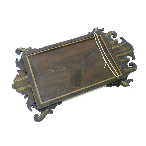 13 - A 20thC Georgian style wall mirror, with carved mahogany frame. Approx. 25 1/2