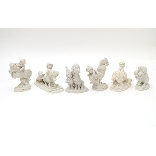 135 - Six unpainted ceramic Thelwell horse models to include Easy Jump First, Party Time, Four Faults, Poi... 