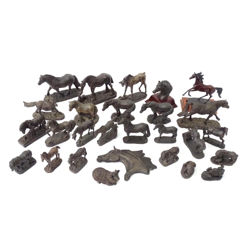 147 - A quantity of Heredities etc. cast model animals to include Welsh Pony, Fell Pony, Shetland Mare, Da... 