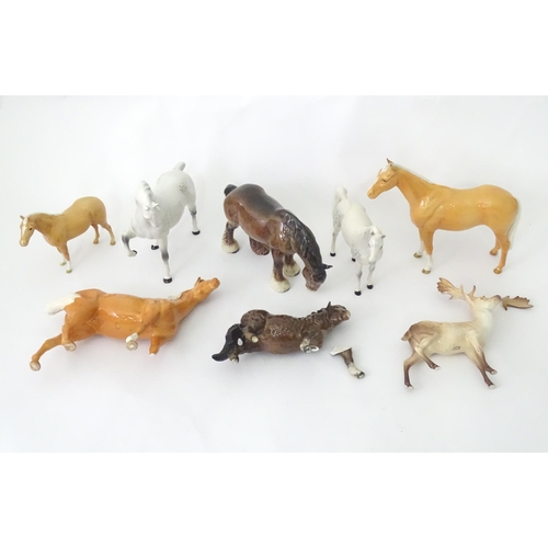 168 - A quantity of assorted Beswick models of horses to include dapple grey, palomino, etc. Together with... 