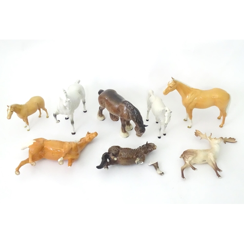 168 - A quantity of assorted Beswick models of horses to include dapple grey, palomino, etc. Together with... 