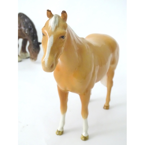 168 - A quantity of assorted Beswick models of horses to include dapple grey, palomino, etc. Together with... 