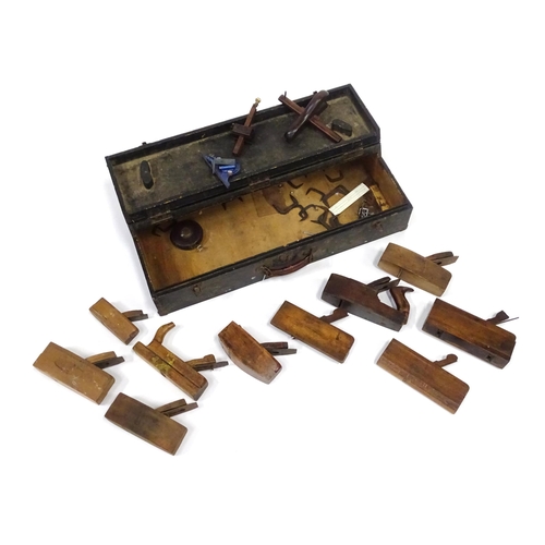 193 - An early to mid 20thC Carpenter's toolbox, containing a quantity of woodworking tools including an A... 