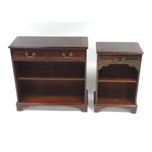 253 - Two 20thC mahogany cabinets with drawers above two shelves, the largest approx 31