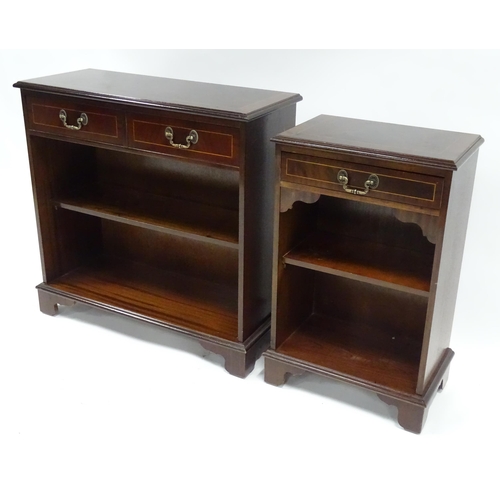 253 - Two 20thC mahogany cabinets with drawers above two shelves, the largest approx 31