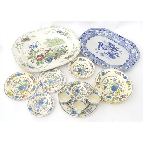 258 - A quantity of assorted Masons Ironstone wares in the Regency pattern to include plates, dishes, cups... 