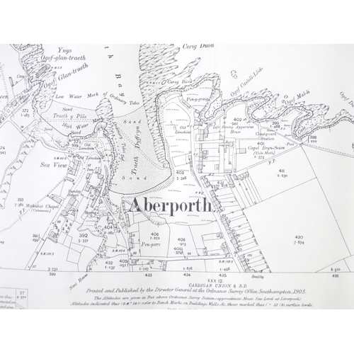 311 - A quantity of early 20thC 1:2500 Ordnance Survey maps, area of Aberporth , Cardigan (Ceredigion), Wa... 