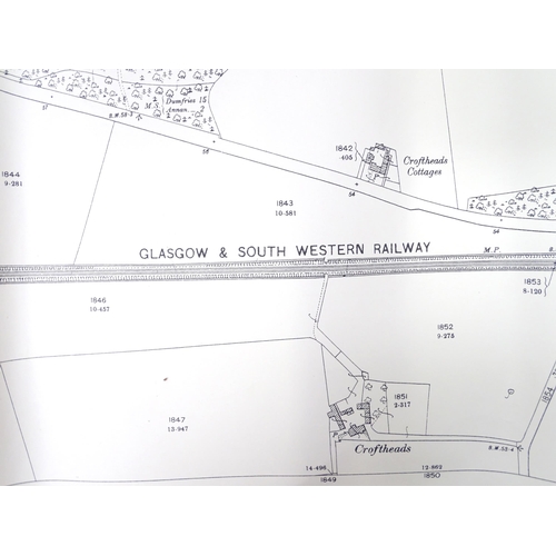 313 - Two 1899 1:2500 Ordnance Survey maps, Dumfriesshire , Scotland area, depicting Newbie Castle and the... 