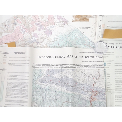 314 - A quantity of 20thC 1:50km Hydrogeological maps, areas including Chilterns and Downs, Hampshire, Sou... 