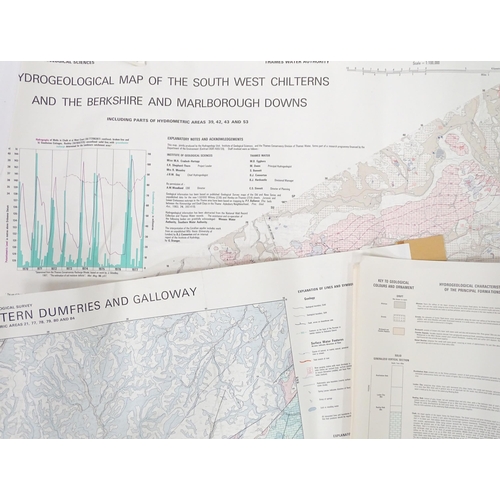 314 - A quantity of 20thC 1:50km Hydrogeological maps, areas including Chilterns and Downs, Hampshire, Sou... 