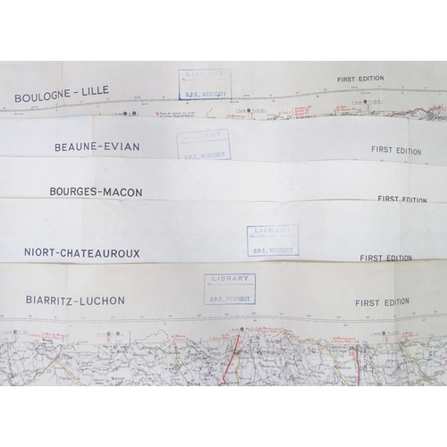 319 - A quantity of 1941 & 1943 War Office photographic reprints of 1939 Michelin maps of France, each tit... 