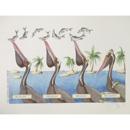 331 - Five humorous signed prints by Simon Drew to include Poultry in Motion, At the Chicken Liver Party, ... 