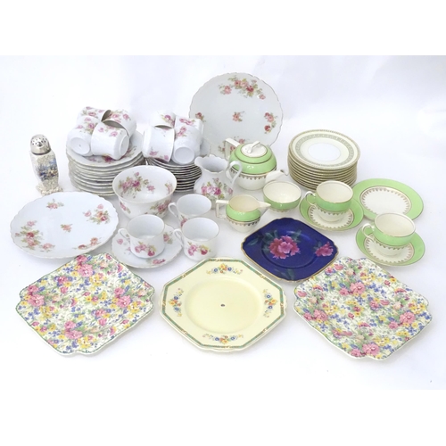 332 - A quantity of assorted tea wares etc. to include tea cups, saucers, teapot, milk jug, sugar bowl, ca... 