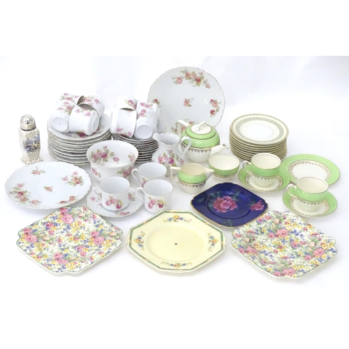 332 - A quantity of assorted tea wares etc. to include tea cups, saucers, teapot, milk jug, sugar bowl, ca... 