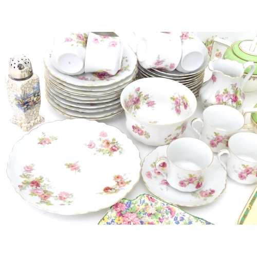 332 - A quantity of assorted tea wares etc. to include tea cups, saucers, teapot, milk jug, sugar bowl, ca... 