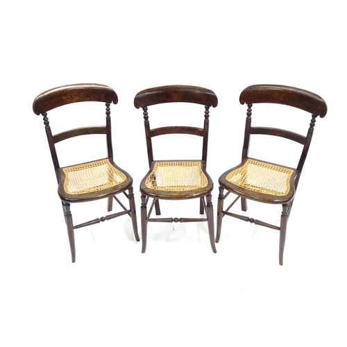 337 - Three early 20thC beech chairs with turned decoration, each approx 32 1/2