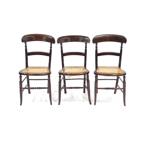 337 - Three early 20thC beech chairs with turned decoration, each approx 32 1/2