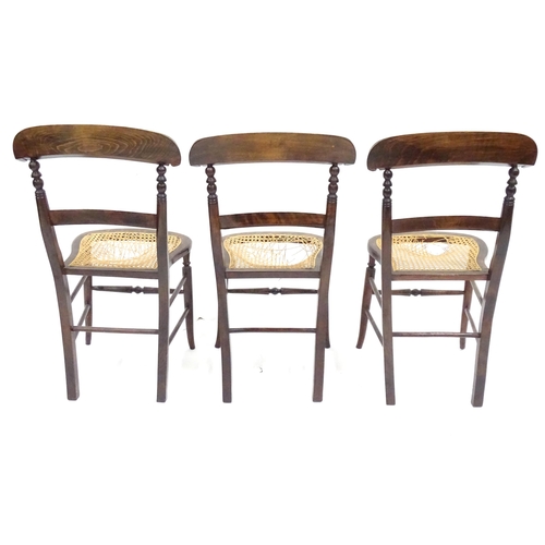 337 - Three early 20thC beech chairs with turned decoration, each approx 32 1/2