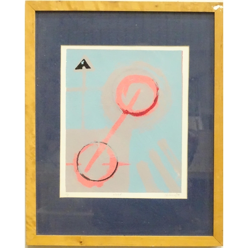 376 - A 20thC abstract artist's proof print titled Wired, signed C. Edwards. Approx. 11