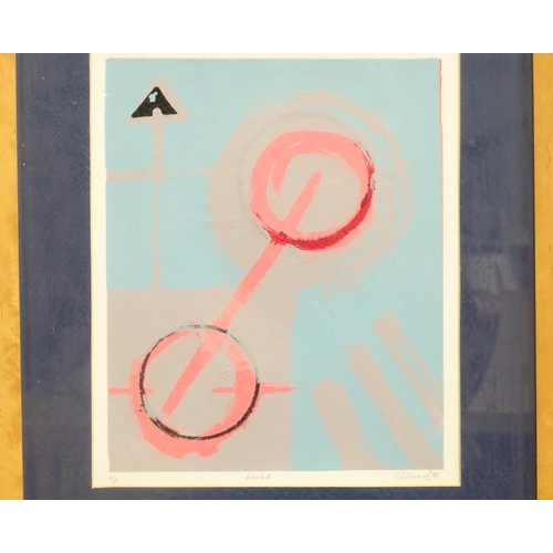 376 - A 20thC abstract artist's proof print titled Wired, signed C. Edwards. Approx. 11