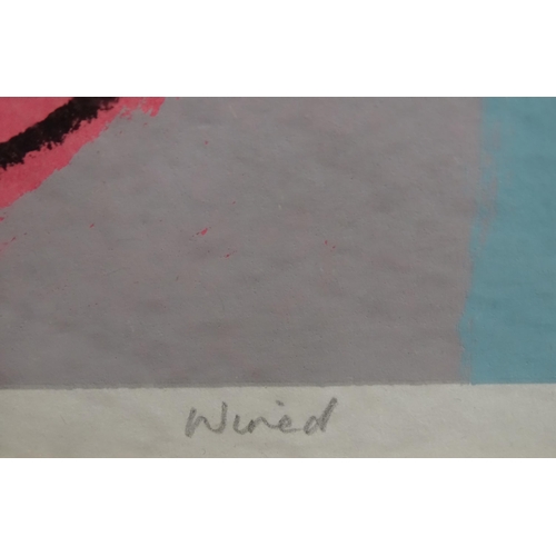 376 - A 20thC abstract artist's proof print titled Wired, signed C. Edwards. Approx. 11