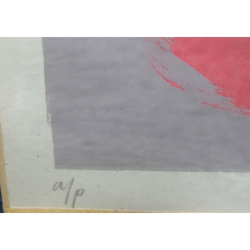 376 - A 20thC abstract artist's proof print titled Wired, signed C. Edwards. Approx. 11