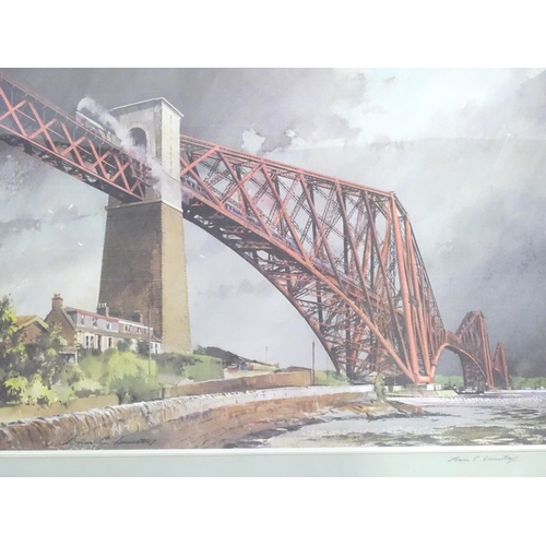 395 - Five assorted prints to include Forth Bridge by Brian Lancaster signed under in pencil, a Gustav Kli... 