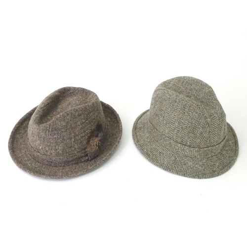 436 - A Harris Tweed drop brim / bucket 'grouse' hat by Edinburgh Woolen Mill 'EWM Classics', size XL (app... 