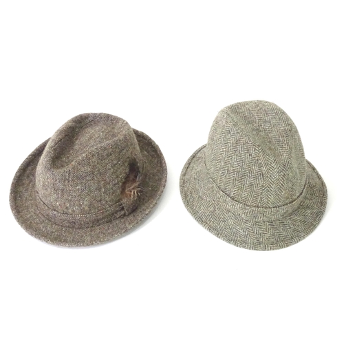 436 - A Harris Tweed drop brim / bucket 'grouse' hat by Edinburgh Woolen Mill 'EWM Classics', size XL (app... 