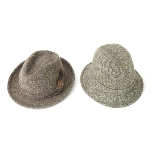 436 - A Harris Tweed drop brim / bucket 'grouse' hat by Edinburgh Woolen Mill 'EWM Classics', size XL (app... 