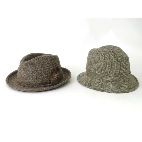 436 - A Harris Tweed drop brim / bucket 'grouse' hat by Edinburgh Woolen Mill 'EWM Classics', size XL (app... 