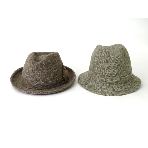 436 - A Harris Tweed drop brim / bucket 'grouse' hat by Edinburgh Woolen Mill 'EWM Classics', size XL (app... 