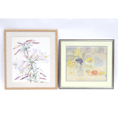 468 - Two watercolours by Elizabeth Jane Lloyd (1928-1995) comprising a still life study with flowers in a... 